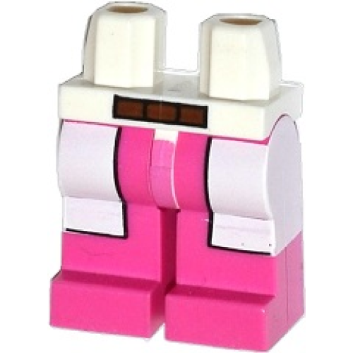 Деталь LEGO 970c47pb01 Hips and Dark Pink Legs with White Lab Coat and Brown Belt Pattern