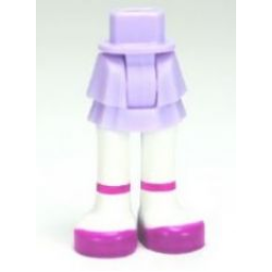 Mini Doll Hips and Skirt Layered, White Legs and Magenta Shoes with Ankle Straps Pattern - Thick Hinge