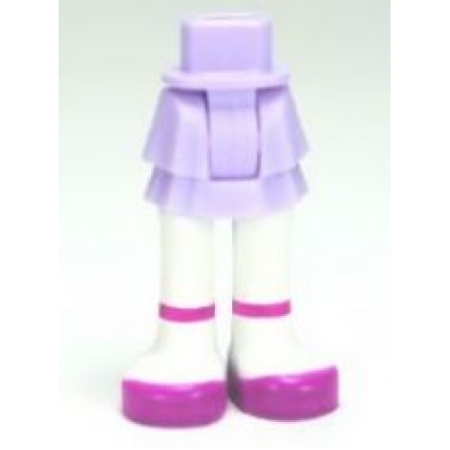 Деталь LEGO 92250c00pb06 Mini Doll Hips and Skirt Layered, White Legs and Magenta Shoes with Ankle Straps Pattern - Thick Hinge