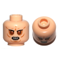 Minifigure, Head Alien with Bared Pointed Teeth, Red Eyes with Pupils and Wrinkles Pattern (SW Bib Fortuna)