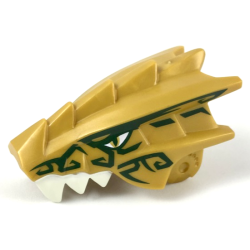 Dragon Head (Ninjago) Jaw Upper with White Teeth, Gold Eyes, and Dark Green Decorations Pattern Dragon Head (Ninjago) Jaw Upper with White Teeth, Gold Eyes, and Dark Green Decorations Pattern