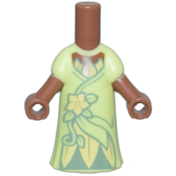 Micro Doll, Body with Molded Yellowish Green Dress and Printed Bright Light Yellow Flower, Leaves and Vine, Metallic Light Blue Gathers, Medium Brown Neck Pattern Micro Doll, Body with Molded Yellowish Green Dress and Printed Bright Light Yellow Flower, Leaves and Vine, Metallic Light Blue Gathers, Medium Brown Neck Pattern