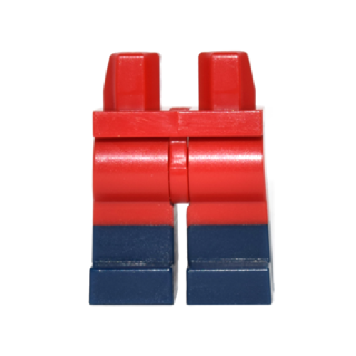 Деталь LEGO 970c00pb0537 Hips and Legs with Molded Dark Blue Lower Legs / Boots Pattern - Red