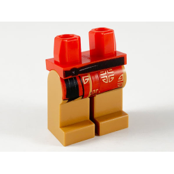 Hips and Medium Nougat Legs with Black Tied Sash, Red Robe End with Gold Circle Symbols Pattern Hips and Medium Nougat Legs with Black Tied Sash, Red Robe End with Gold Circle Symbols Pattern