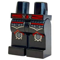 Hips and Legs with Red Sash Belt, Dark Bluish Gray and Silver Thigh Armor, Spiked Knee Pads Pattern Hips and Legs with Red Sash Belt, Dark Bluish Gray and Silver Thigh Armor, Spiked Knee Pads Pattern