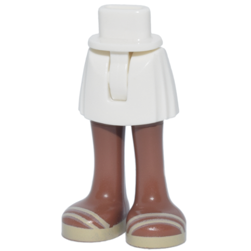 Деталь LEGO 35216ac00pb030 Mini Doll Hips and Skirt with Molded Medium Brown Legs and Printed Tan Sandals Pattern - Thin Hinge