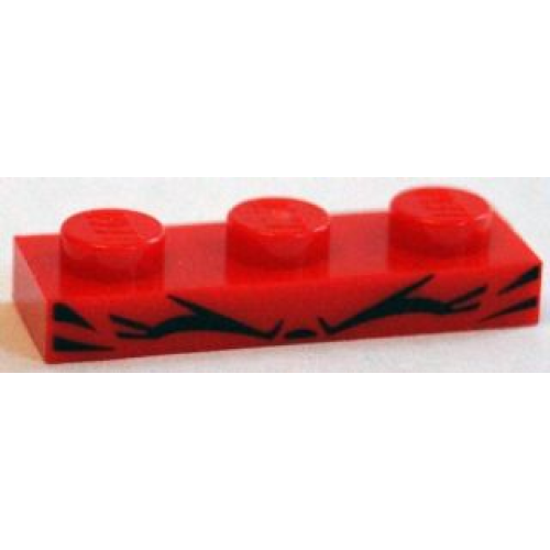 Деталь LEGO 3623pb003 Plate 1 x 3 with 2 Black Eyelashes, Closed Eyes and Squinting Lines - Super Angry Kitty Eyes Pattern