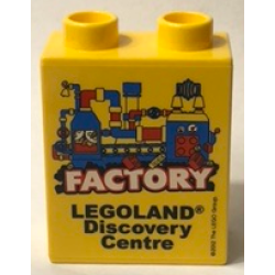 Duplo, Brick 1 x 2 x 2 with LEGOLAND Discovery Centre Factory 2012 Pattern