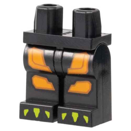 Деталь LEGO 970c00pb1467 Hips and Legs with Orange Armor Plates and Lime Claws Pattern