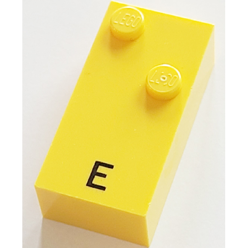 Деталь LEGO 60207pb02 Brick, Braille 2 x 4 with 2 Studs with Black Capital Letter E Pattern (dots-15 ⠑) (French with Antoine Numbers)
