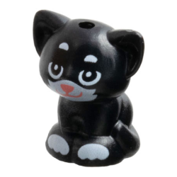Cat, Friends Style, Baby Kitten, Sitting with White Eyes Outline, Muzzle and Paws, and Coral Nose and Mouth Pattern (Shadow)