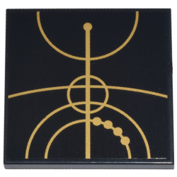 Tile 4 x 4 with Gold Concentric Circles Celestial Star Chart Pattern 1 (Sticker) - Set 75385