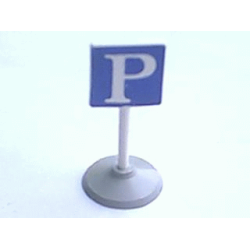 Road Sign with Post, Square with Parking 'P' Pattern, Type 1 Base - White Road Sign with Post, Square with Parking 'P' Pattern, Type 1 Base - White