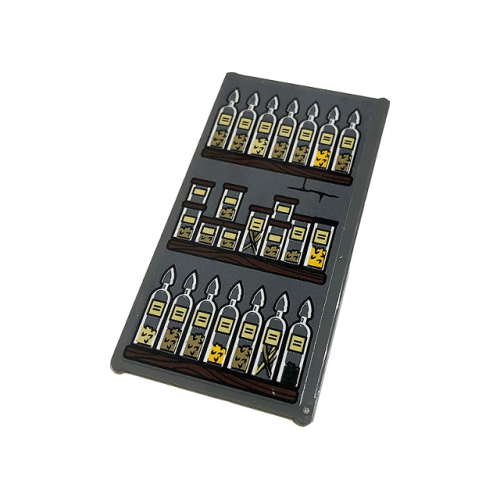 Деталь LEGO 57895pb081 Glass for Window 1 x 4 x 6 with Wooden Shelves, Bottles and Jars Pattern (Sticker) - Set 76383