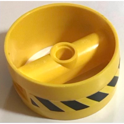 Cylinder 4 x 4 x 1 2/3 with Pin Holes and Center Bar with Black and Yellow Danger Stripes Pattern on Both Sides (Stickers) - Set 70656 Cylinder 4 x 4 x 1 2/3 with Pin Holes and Center Bar with Black and Yellow Danger Stripes Pattern on Both Sides (Stickers) - Set 70656