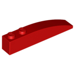 Slope, Curved 6 x 1 with 2 Studs - Red