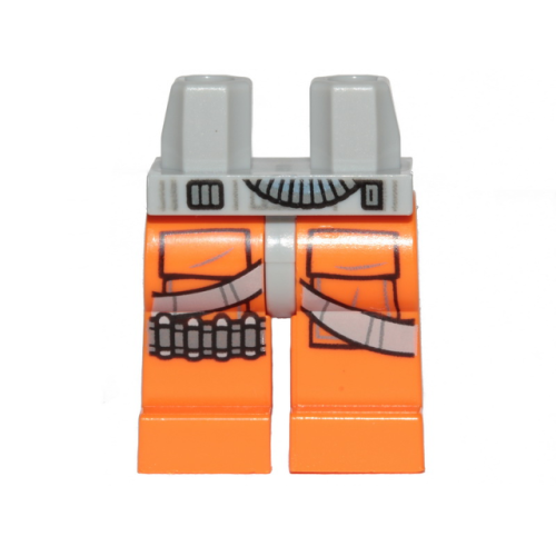 Деталь LEGO 970c04pb12 Hips and Orange Legs with SW Rebel Pilot Pockets, Light Bluish Gray Straps, Hose, 4 Bullets Pattern