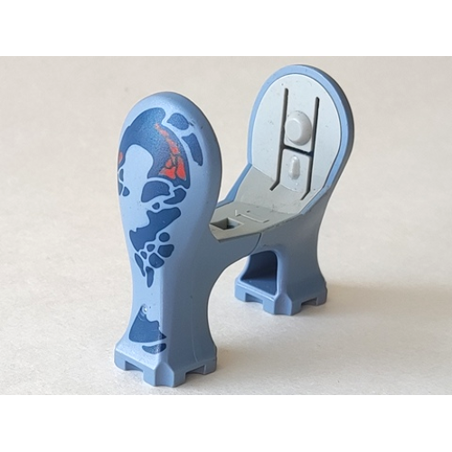 Деталь LEGO 40380c01pb03 Dinosaur Legs Short with Light Gray Middle Section with Dark Blue, Dark Gray, and Red Pattern