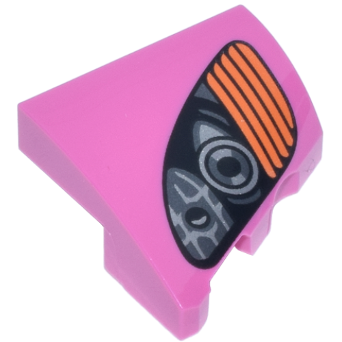 Деталь LEGO 5095pb003 Wedge 2 x 2 x 2/3 Left with Black, Silver and Dark Silver Headlights and Orange Blinker Pattern