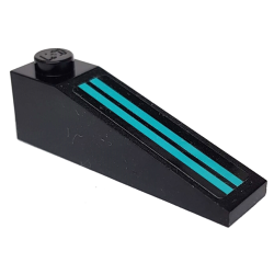 Slope 18 4 x 1 with Two Medium Azure Stripes on Black Background Pattern (Sticker) - Set 76898
