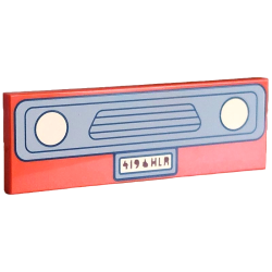 Tile 2 x 6 with Bright Light Yellow Headlights and License Plate with Reddish Brown '419' Thumb 'HLR', Light Bluish Gray Grille, Black Outline Pattern