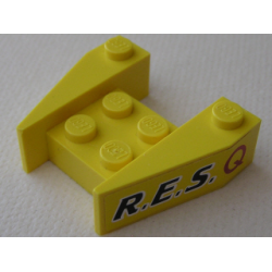 Wedge 3 1/2 x 4 without Stud Notches with Black 'R.E.S.' and Red 'Q' on Yellow Background Pattern on Both Sides (Stickers) - Set 6462