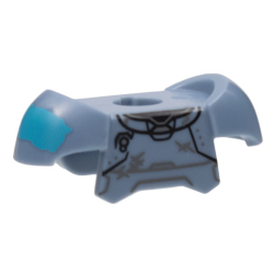 Minifigure Armor Breastplate with Shoulder Pads and 2 Back Studs with Black Panels Lines, Dark Bluish Gray Scuffs, and Medium Azure Splotch on Right Pattern