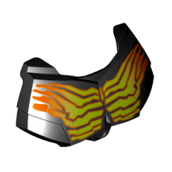Large Figure Chest Armor Small with Yellow and Orange Cracked Muscle Lines Pattern