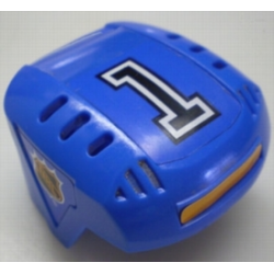 Sports Hockey Helmet with NHL Logo Both Sides, Black Number 1 and Orange Stripe Pattern (Stickers) - Set 3545 Sports Hockey Helmet with NHL Logo Both Sides, Black Number 1 and Orange Stripe Pattern (Stickers) - Set 3545