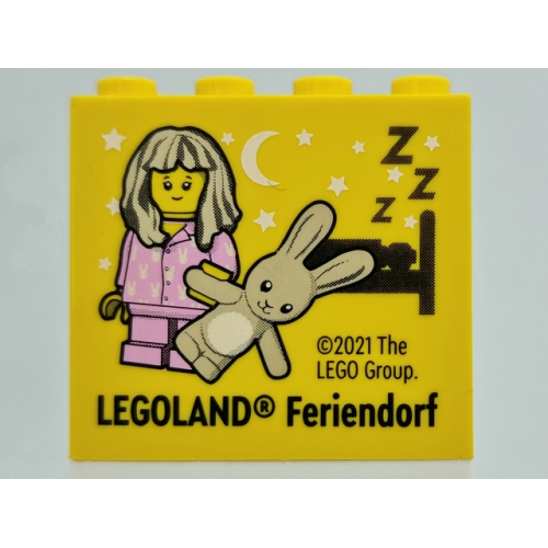 Деталь LEGO 30144pb326 Brick 2 x 4 x 3 with LEGOLAND Feriendorf and Pajama Girl with Teddy Pattern