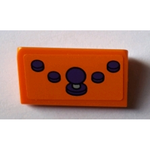 Деталь LEGO 85984pb192 Slope 30 1 x 2 x 2/3 with 4 Dark Purple Buttons and Joystick Pattern (Sticker) - Set 71016