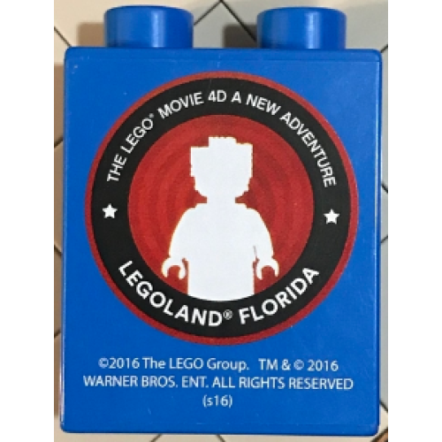 Деталь LEGO 4066pb670 Duplo, Brick 1 x 2 x 2 with The LEGO Movie 4D A New Adventure LEGOLAND Florida Pattern