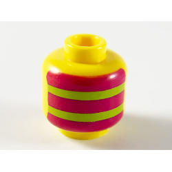 Minifigure, Head without Face with Magenta and Lime Horizontal Stripes Pattern