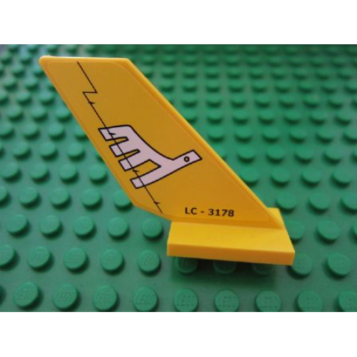 Деталь LEGO 6239pb032 Tail Shuttle with White Airline Bird and 'LC - 3178' Pattern on Both Sides (Stickers) - Set 3178