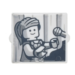 Glass for Window 1 x 2 x 2 Flat Front with Female Minifigure Singer Piano Player and Microphone Pattern Glass for Window 1 x 2 x 2 Flat Front with Female Minifigure Singer Piano Player and Microphone Pattern