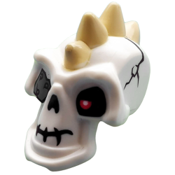 Minifigure, Head, Modified Skull with Tan Spikes and Metal Eye Patch Pattern