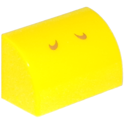 Slope, Curved 1 x 2 with Bottom Stud Holder with 2 Dark Orange Curved Lines Pattern (Super Mario Baby Yoshi / Koopa Troopa / Paratroopa / Yellow Yoshi Nostrils) Slope, Curved 1 x 2 with Bottom Stud Holder with 2 Dark Orange Curved Lines Pattern (Super Mario Baby Yoshi / Koopa Troopa / Paratroopa / Yellow Yoshi Nostrils)