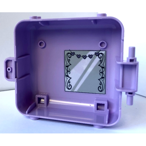 Деталь LEGO 64462pb07 Container, Box 3 x 8 x 6 2/3 Half Front with Backpack with Ballet Shoes, Yellow Heart and Medium Lavender Bow and Mirror on Inside Pattern (Sticker) - Set 41670