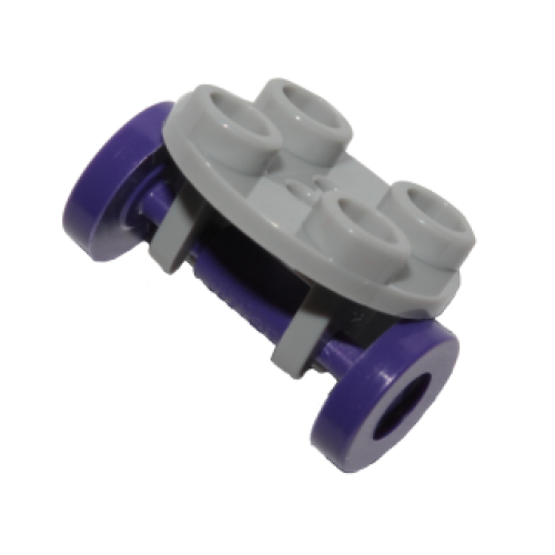 Деталь LEGO 2655c06 Plate, Round 2 x 2 Thin with Wheel Holder with Dark Purple Wheels (2655 / 2496)