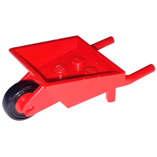 Деталь LEGO bb1310c01 Fabuland Utensil Wheelbarrow with Red Pulley Wheel with Black Tire 14mm D. x 4mm Smooth Small Single (bb1310 / 3464c01)