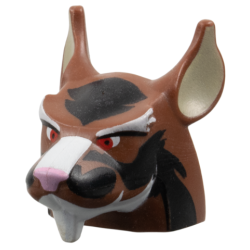 Minifigure, Head, Modified Rat with Red Eyes, White Nose and White Goatee Pattern