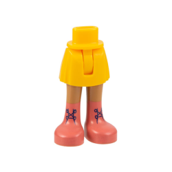 Mini Doll Hips and Skirt with Molded Medium Nougat Legs and Printed Coral Boots with Dark Blue Laces Pattern - Thin Hinge Mini Doll Hips and Skirt with Molded Medium Nougat Legs and Printed Coral Boots with Dark Blue Laces Pattern - Thin Hinge