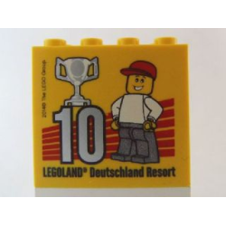 Brick 2 x 4 x 3 with Besuchsmeister 10 Silver 2014 Legoland Deutschland Resort Pattern