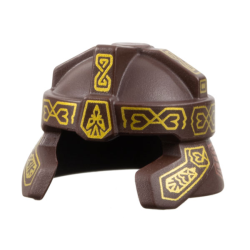 Minifigure, Headgear Helmet Castle with Cheek and Neck Protection with Gold Ornaments and Copper Armor Panels Pattern (Gimli) Minifigure, Headgear Helmet Castle with Cheek and Neck Protection with Gold Ornaments and Copper Armor Panels Pattern (Gimli)