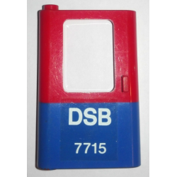 Door 1 x 4 x 5 Train Left, Thin Support at Bottom with Blue Bottom Half and White 'DSB 7715' Pattern (Sticker) - Set 7715 Door 1 x 4 x 5 Train Left, Thin Support at Bottom with Blue Bottom Half and White 'DSB 7715' Pattern (Sticker) - Set 7715