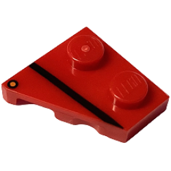 Wedge, Plate 2 x 2 Right with Black Stripe and Orange Dot (Direction Indicator) Pattern Wedge, Plate 2 x 2 Right with Black Stripe and Orange Dot (Direction Indicator) Pattern