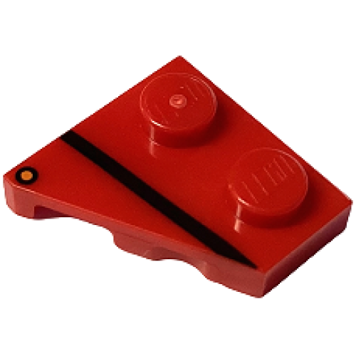 Деталь LEGO 24307pb03 Wedge, Plate 2 x 2 Right with Black Stripe and Orange Dot (Direction Indicator) Pattern