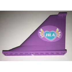 Tail 14 x 2 x 8 with White 'HLA' on Medium Azure Heart with Feathers Pattern on Both Sides (Stickers) - Set 41109 Tail 14 x 2 x 8 with White 'HLA' on Medium Azure Heart with Feathers Pattern on Both Sides (Stickers) - Set 41109