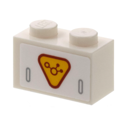 Brick 1 x 2 with Bright Light Orange Triangle, Dark Red Border and Molecule Pattern (Sticker) - Set 76831 Brick 1 x 2 with Bright Light Orange Triangle, Dark Red Border and Molecule Pattern (Sticker) - Set 76831