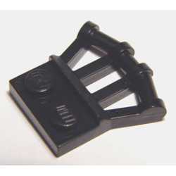 Plate, Modified 1 x 2 with Angled Bar Handles on Side - Black